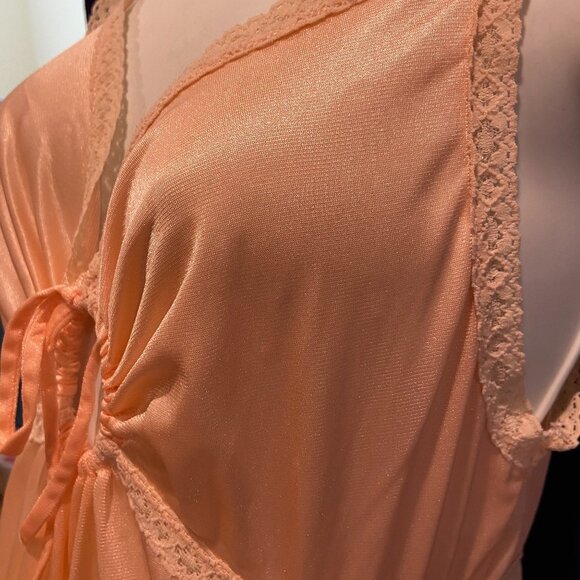 Vintage peach negligee night gown Long - Picture 6 of 9